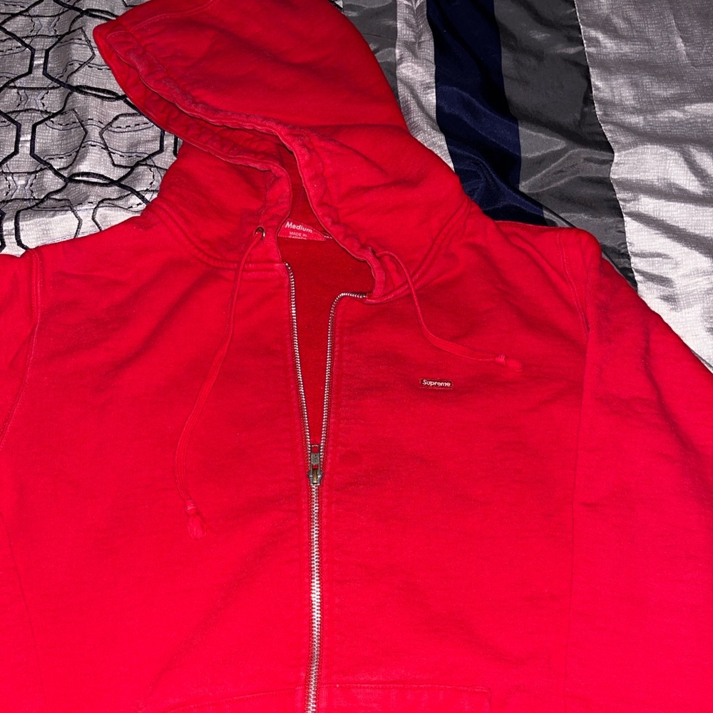 Supreme Red Zip Up Hoodie Limited Edition